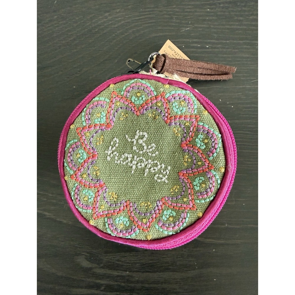 Natural Life Small Zippered Trinket Bag Colorful Hippie Boho Chic New